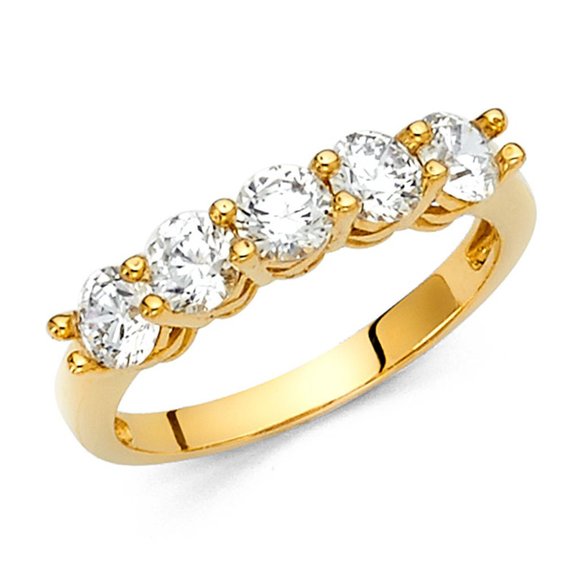 Jewelry - 14K White Gold 5 Stones Wedding Anniversary Band
